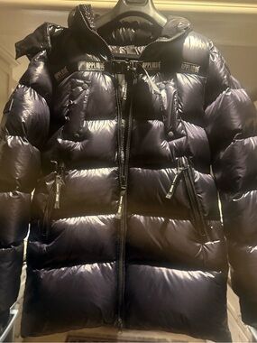 RARE AlphaStyle x Appliqué Audet Mens Long Hooded Down Parka - Men’s Med, Black
